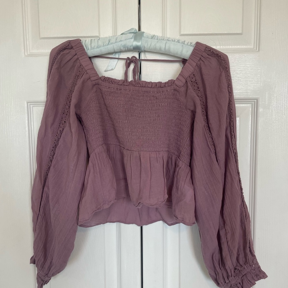 purple crop long sleeve